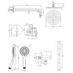 Omnires Y Zestaw prysznicowy podtynkowy z deszczownicą Ø 200 mm i słuchawką prysznicową Czarny SYSY38BL
