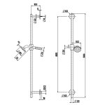 QuadroDesign FFQT Drążek prysznicowy ze słuchawką prysznicową, wężem i uchwytem brushed stainless steel TS21.00AS