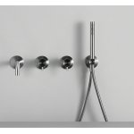 QuadroDesign Source Bateria wannowa podtynkowa ze słuchawką, wężem i wylewką brushed stainless steel 1369.00AS