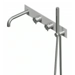 QuadroDesign Source Bateria wannowa podtynkowa ze słuchawką, wężem i wylewką brushed stainless steel 1369R.00AS