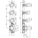 QuadroDesign Source Bateria prysznicowa termostatyczna podtynkowa z 3 zaworami odcinającymi brushed stainless steel 1250.00AS