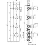 QuadroDesign Source Bateria prysznicowa termostatyczna podtynkowa z 3 zaworami odcinającymi brushed stainless steel 1290AS