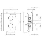 QuadroDesign Source Mieszacz podtynkowy z przełącznikiem 2-drożnym brushed stainless steel 1246AS