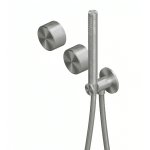 QuadroDesign Stereo Bateria prysznicowa podtynkowa ze słuchawką i wężem brushed stainless steel 1668AS