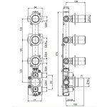 QuadroDesign Stereo Bateria prysznicowa termostatyczna podtynkowa z 3 zaworami odcinającymi brushed stainless steel 1650AS