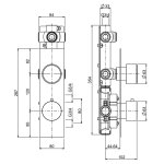 QuadroDesign Stereo Bateria prysznicowa termostatyczna podtynkowa z zaworem odcinającym brushed stainless steel 1688.0AS