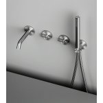 QuadroDesign Valvola01 Bateria wannowa podtynkowa ze słuchawką, wężem i wylewką brushed stainless steel 1969AS