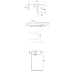 Rak Ceramika PETIT Zestaw Umywalka z blatem z lewej 77x36 biały połysk+Szafka podumywalkowa 40x21 grey elm PETWB37700AWHA+JOYWH040EGY