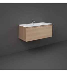 Rak Ceramika Zestaw Joy Umywalka 101x46 biały połysk i Szafka Uno Joy scandinavian oak SETJOYUNOWH100SOK