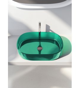   Relax Design Kolu Umywalka stawiana przezroczysta z korkiem 60x42 menta KOLU60