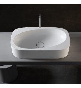 Relax Design Meta sink Umywalka stawiana 75x41,5 z korkiem white matt METALX01MATT