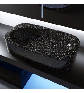   Relax Design Meta sink Umywalka stawiana 75x41,5 z korkiem black white glossy METABLACKWHITEGLOSSY