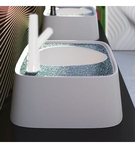  Relax Design Pebble Umywalka stawiana 59x41 z korkiem white matt/ischia green PEBBLELX01MATTISCHIAGREEN