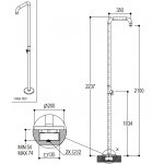 Ritmonio DOT316 Round Zestaw prysznicowy wolnostojący stal nierdzewna PR50DJ2Q3INOX