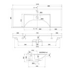 Scarabeo ML Umywalka z blatem po bokach 121x46,5 biały 3007