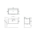  Simas Agile Szafka wisząca z drzwiami do umywalki AG81 z uchwytem chrom 80x45,5x40 cm roccia AGM81