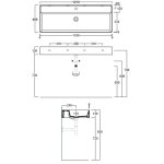 Simas Agile Umywalka stawiana na blat/wisząca z otworem na baterię prostokątna 121x46x13 cm biały AG121