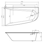  Vayer Boomerang Wanna asymetryczna lewa ze stelażem i syfonem 180x100 cm biała 180.100.045.1-2.X.0.0.1