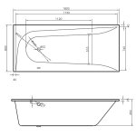  Vayer Boomerang Wanna prostokątna asymetryczna lewa ze stelażem i syfonem 180x80 cm biała 180.080.045.1-1.X.0.0.1