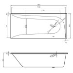  Vayer Boomerang Wanna prostokątna asymetryczna prawa ze stelażem i syfonem 180x80 cm biała 180.080.045.1-1.X.0.0.1