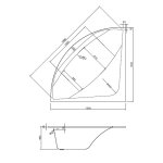  Vayer Boomerang Wanna symetryczna ze stelażem i syfonem 150x150 cm biała 150.150.046.1-3.0.0.0.1