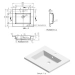  Vayer Lynx Umywalka wpuszczana w blat z otworem na baterię 60x50 cm biała 060.050.010.3-1.0.1.X.X