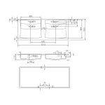  Vayer Norma-D Umywalka wpuszczana w blat podwójna z dwoma otworami na baterię 121,2x50 cm biała 121.050.011.3-1.0.1.X.X