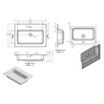  Vayer Tucana Umywalka wpuszczana w blat z otworem na baterię 70,5x50,5 cm biała 070.050.012.3-1.0.1.X.X